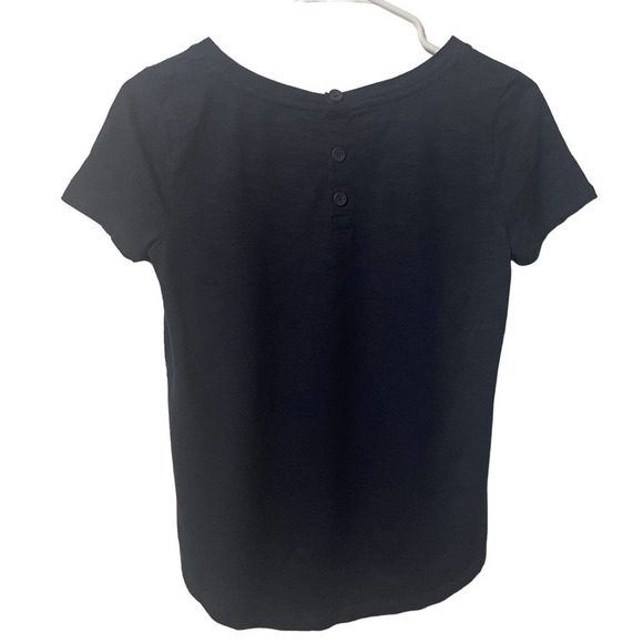 Talbots Cotton & Modal Blend Short Sleeve Top w/Button Detail on Back - Picture 2 of 4